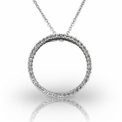 collana pendente a cerchio con diamanti taglio brillante da 4,50 carati e oro bianco 14K