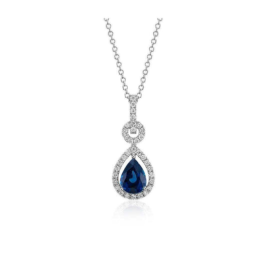 Collana con ciondolo in zaffiro dello Sri Lanka con taglio a pera e diamanti da 3,25 ct - harrychadent.it