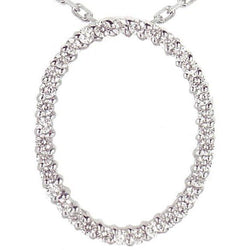 collana pendente da donna con diamanti a forma ovale da 2,70 carati in oro bianco 14 carati