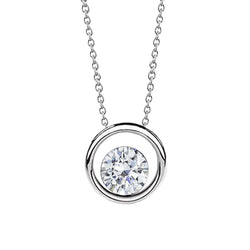 collana pendente solitario con diamante taglio rotondo 1.25 carati F Vs1 WG in oro bianco 14K