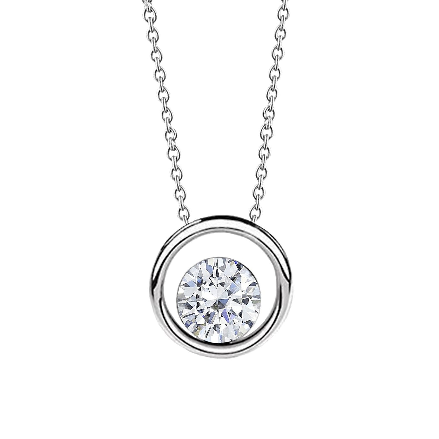 Collana con ciondolo diamante solitario taglio rotondo F Vs1 1.25 carati WG 14K - harrychadent.it