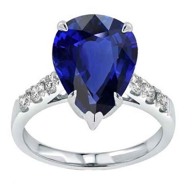 Fede nuziale diamante. pera. zaffiro dello Sri Lanka. set 5 carati - harrychadent.it