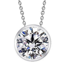 gioielli da donna con ciondolo solitario di diamanti taglio rotondo da 4 ct e oro bianco 14 carati