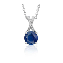 pendente con zaffiro blu dello Sri Lanka da 2,65 carati e diamanti taglio rotondo