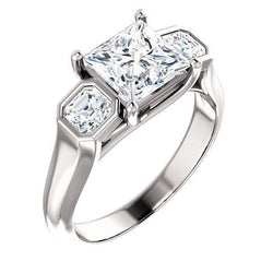 tre diamanti da 2,20 carati con anello di fidanzamento in oro bianco da 14 carati