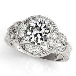vecchio minatore Diamante Halo Ring Milgrain Antique Style 3,25 carati