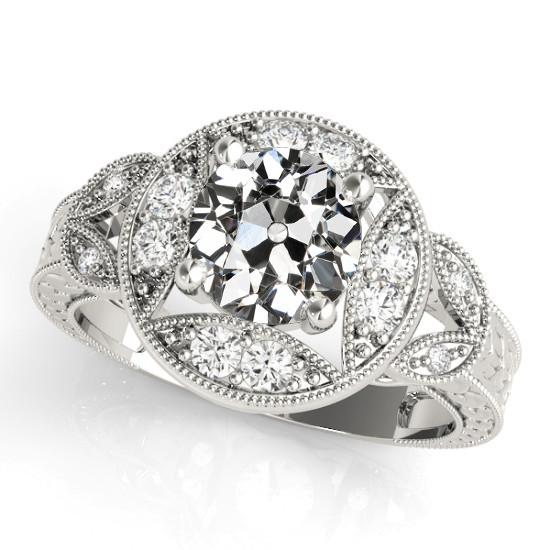 vecchio minatore Diamante Halo Ring Milgrain Antique Style 3,25 carati - harrychadent.it